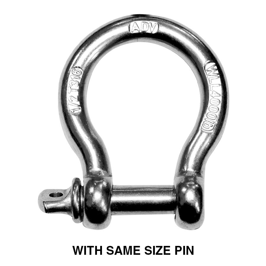 Stainless Steel Type 316 Screw Pin Bow Shackles