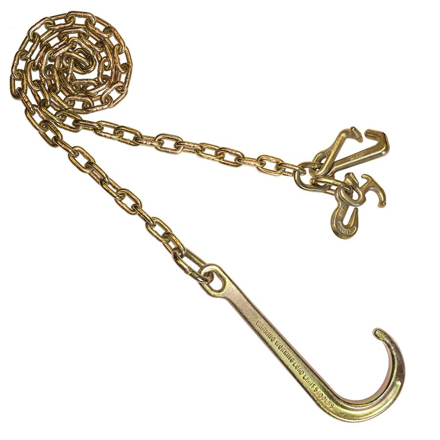 5/16″ G70 Chain Assembly – 15″ J-Hook and RTJ Hooks – Grab Hook