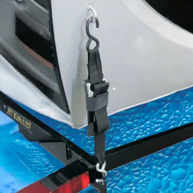 Transom Tie Down Straps with Cambuckle & S Hooks